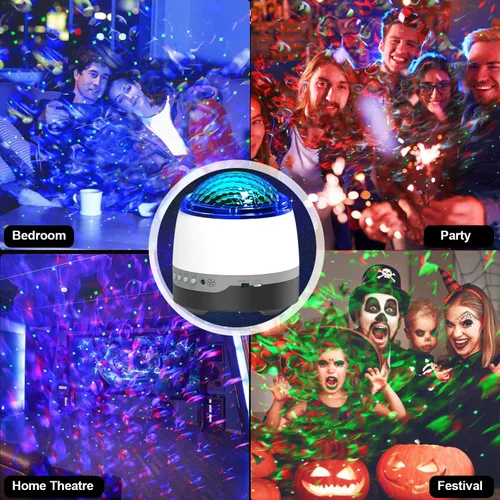 Vista 8 de Proyector de galaxia para dormitorio, proyector de estrellas, control remoto y altavoz Bluetooth de ruido blanco, 8 sonidos de chupete