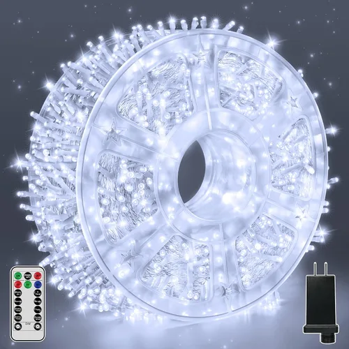 Vista 10 de Guhope - Luces de Navidad 600LED 98 pies, luces de cadena impermeables para exteriores con control remoto y temporizador, 8 modos de luces de hadas