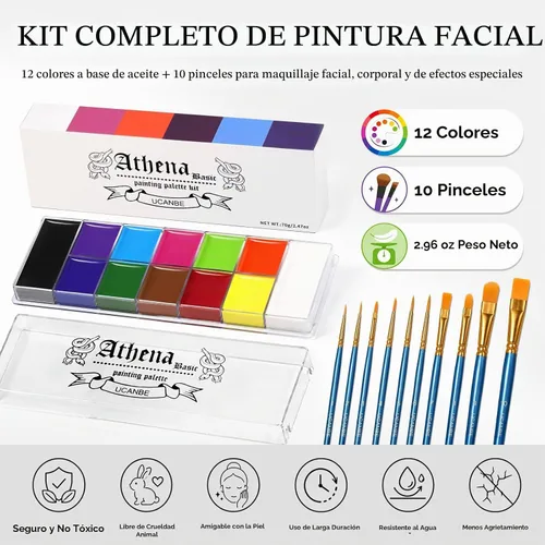 Vista 2 de UCANBE Athena Basic Face Body Paint Palette 12 Colors Oil-Based SFX Kit