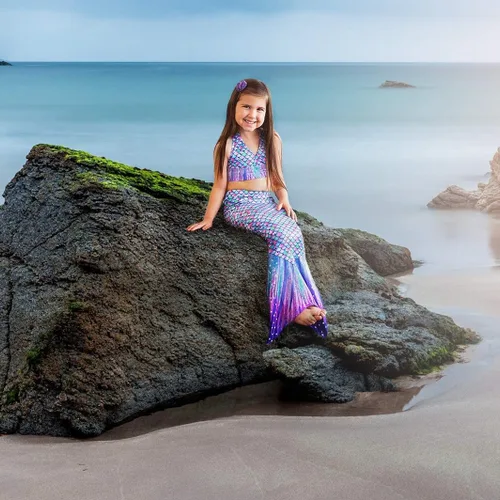 Vista 3 de Sun Tails Cola de sirena para niños pequeños no para usar con monoaleta