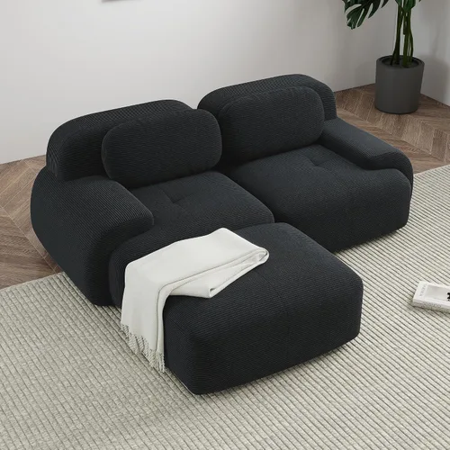 Vista 29 de Sofá sin hueso de 82 pulgadas, cómodo sofá cama de dos plazas, sofá comprimido con asiento profundo, sofá nube de pana para sala de estar