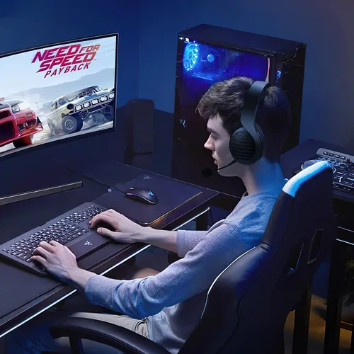 Vista 7 de OCG Auriculares para juegos inalámbricos duales sin pérdida 2.4G Bluetooth para juegos con micrófono desmontable de 1.969 in - para PC, PS4, PS5