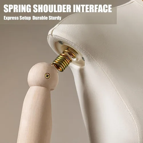 Vista 4 de Adjustable Female Mannequin Torso with Head & Wooden Arms - Ideal Dress Form for Sewing, Clothing Display, Jewelry Showcase, Tailoring & Fashion