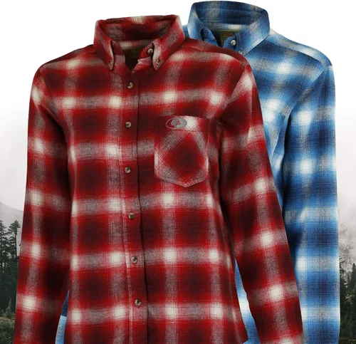 Vista 4 de Mossy Oak - Camisas a cuadros, para mujer, con franela, diseño de búfalo.