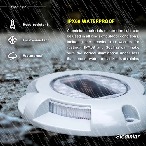 Vista 3 de SIEDiNLAR Luces solares para cubierta, luz LED para muelle de entrada, funciona con energía solar, marcadores de carretera impermeables para jardín