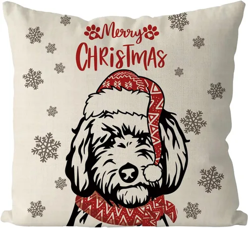 Vista 10 de GAGEC Fundas de almohada de Navidad de 18 x 18 pulgadas, fundas de almohada de perro Boston Terrier, fundas de almohada de invierno para Navidad