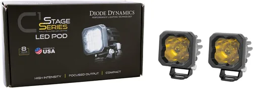Vista 5 de Diode Dynamics SSC1 Luz LED deportiva estándar amarilla (par), inundación con retroiluminación ámbar