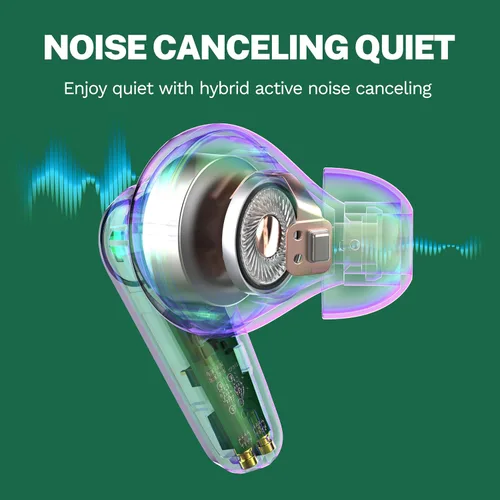 Vista 4 de JLab Go Pods ANC Auriculares True Wireless Bluetooth y Estuche de Carga, Cancelación Activa de Ruido Híbrida + Sé Consciente para una Escucha Salvia