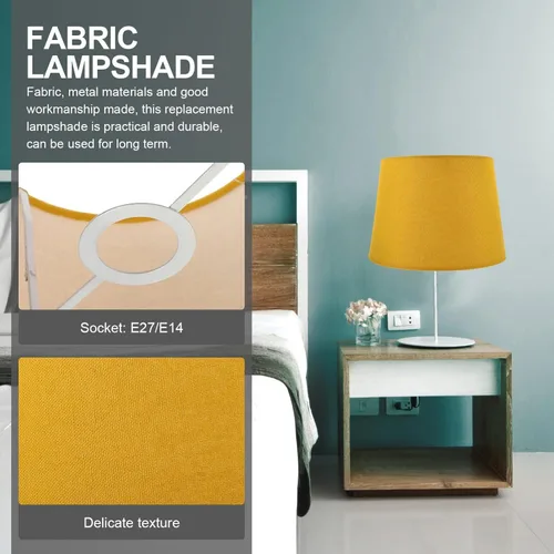 Vista 7 de Pantalla de lámpara de mesa Pantalla Pantalla para piso Tela colgante Plataforma Amarillo Escritorio