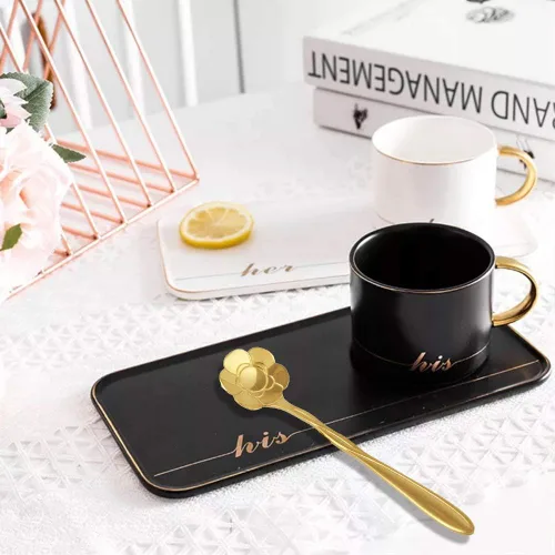 Vista 7 de Cuchara de café creativa de acero inoxidable con flores, cucharas de sopa de azúcar, cucharas para remover té helado de 4.8 pulgadas, cucharas