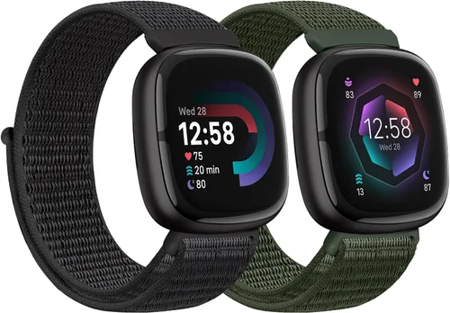 Vista 12 de Correas de nailon compatibles con Fitbit Versa 4/Sense 2/Versa 3/Fitbit Sense, correa de repuesto ajustable deportiva suave transpirable