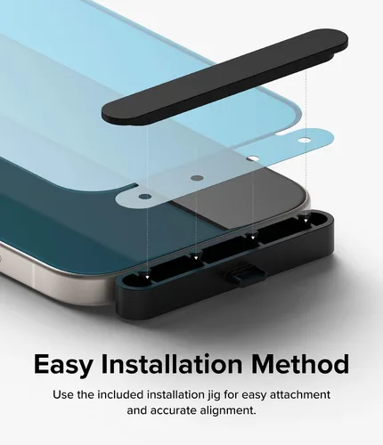 Vista 7 de Ringke Vidrio de cubierta completa [súper fácil de instalar] compatible con iPhone 15, compatible con fundas, inastillable, dureza 9H, vidrio