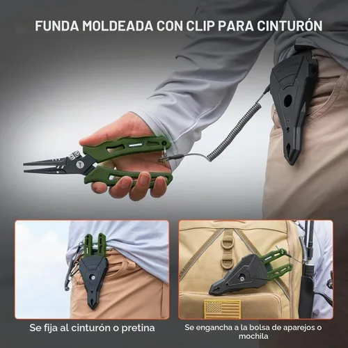Vista 5 de KastKing Cutthroat - Alicates de pesca de 7 pulgadas con anillo dividido, herramientas de pesca de acero inoxidable 420, equipo de pesca resistente