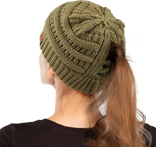 Vista 90 de CC Classic Winter Fall Trendy Chunky Stretchy Cable Knit Beanie Hat 2 tonos púrpura/azul marino