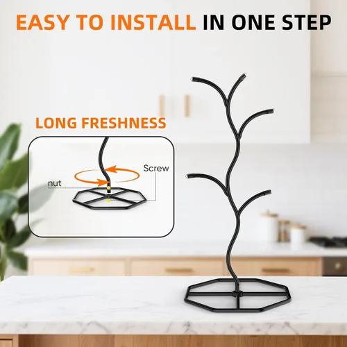 Vista 4 de Beesini 2 paquetes de soportes para tazas de café en forma de árbol, soporte de metal para tazas, estante decorativo para tazas, árbol de tazas