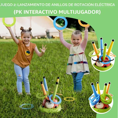 Vista 4 de Juguetes Musicales de Salto 5 en 1, Juego de Lanzar Anillos Pisoteando Lanzacohetes para Niños, Juguetes de Evitar Obstáculos y Saltar en Cuclillas