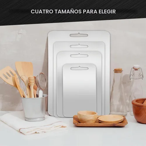 Vista 7 de 4 tablas de cortar de acero inoxidable 304 de acero inoxidable de doble cara con 4 paños de limpieza para cocina, carne, frutas y verduras