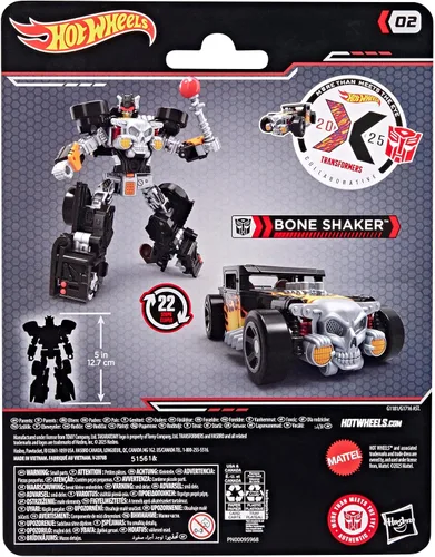 Vista 11 de Transformers Colaborative Hot Wheels x Bone Shaker, figura de acción de robot de clase de lujo de 5 pulgadas que se convierte en automóvil, juguetes