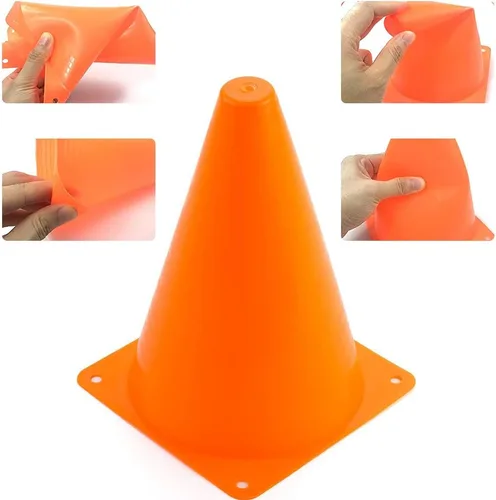 Vista 4 de 20 conos de agilidad de plástico de 7 pulgadas para niños, mini conos de construcción de seguridad de tráfico para fiestas, ejercicios, baloncesto