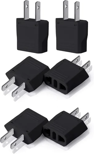 Vista 10 de Bates - Adaptador de enchufe europeo a estadounidense, paquete de 3 unidades, color negro