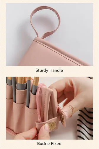 Vista 4 de Agatige 20 Pockets Makeup Brush Organizer, Stand Up Water Proof Travel Cosmetic Brushes Case Toiletry Bags For Women And Men Outdoor