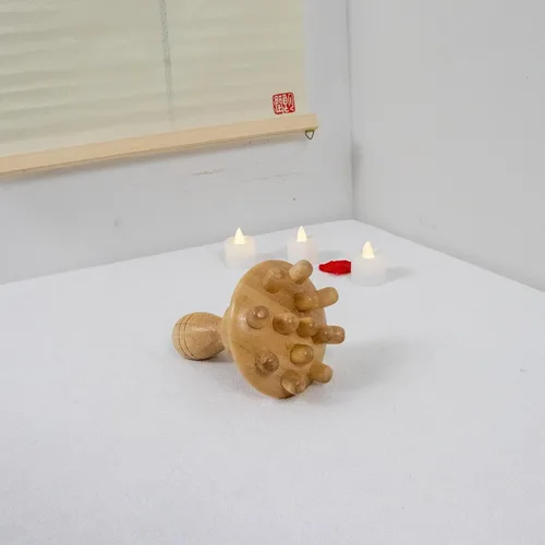 Vista 9 de Herramienta de masaje de terapia de madera, masajeador de drenaje linfático de madera con una sola mano, herramientas de terapia física, herramienta