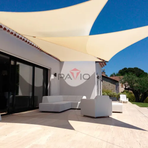 Vista 5 de Patio Paradise - Toldo parasol beige de 2 x 2 x 2 pies con kit de herrajes de 6 pulgadas, toldo triangular equilátero, tela duradera