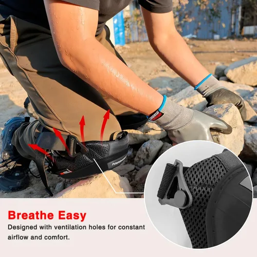 Vista 6 de Rodilleras para hombre, rodilleras de construcción para trabajo con tapa antideslizante resistente, correas ajustables reforzadas con remaches