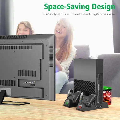 Vista 7 de OIVO Soporte de refrigeración vertical compatible con Xbox One XOne SRegular One ventilador de refrigeración con 2 baterías de 600 mAh