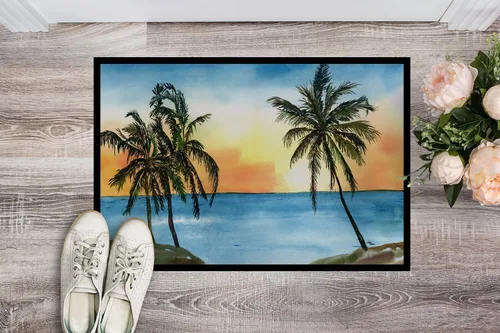 Vista 2 de Caroline's Treasures 8551MAT - Felpudo de palmera de 18 x 27 pulgadas, para interiores y exteriores, para entrada, antideslizante, lavable, pelo