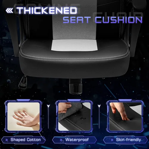 Vista 6 de Silla ejecutiva de piel para oficina, sala de conferencias o videojuegos con respaldo alto, ergonómica, ajustable., Blanco