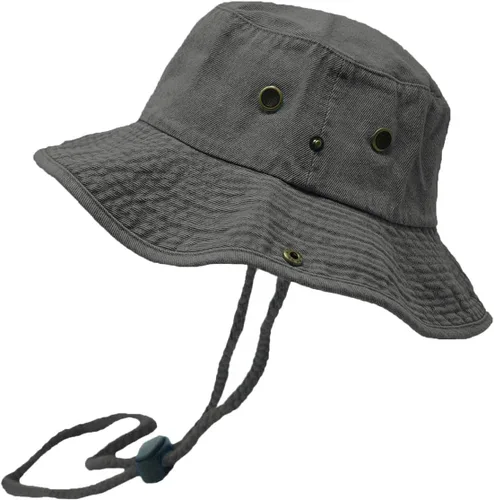 Vista 6 de Glory Max Sombrero de pescador de algodón lavado con correa de barbilla gorra de pesca Sun Safari Boonie Oliva