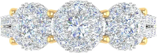 Vista 3 de FINEROCK Anillo de compromiso de diamantes de 1 quilate y 3 piedras en oro macizo de 10 quilates, certificado IGI