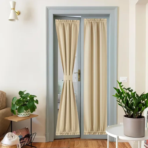 Vista 18 de NICETOWN Cortinas de Lino para Puerta Lateral - Cortinas Opacas con Aislamiento Térmico para Puerta Delantera Francesa para Sombra Pequeña