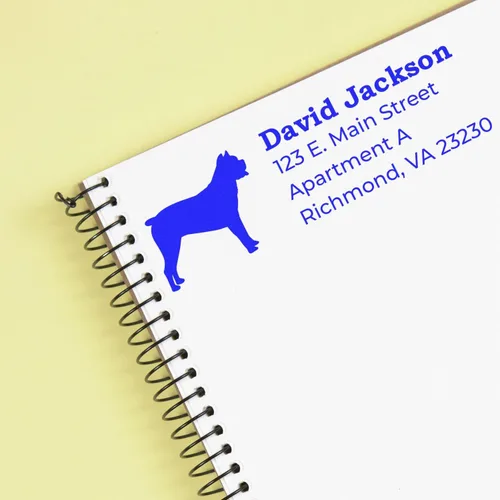 Vista 87 de Airedale Terrier Address Stamp, Custom Airedale Terrier Hand Stamp for Dog Lovers, Duo Rubber Return Address for Pet Owners