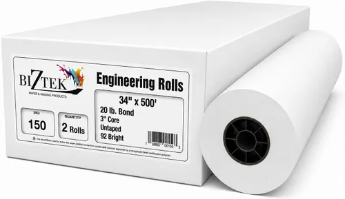 Vista 12 de Papel de formato ancho de 17 pulgadas x 500 pies, ingeniería de bonos de 20 libras, 92 brillantes, 4 rollos, núcleo de 3 pulgadas