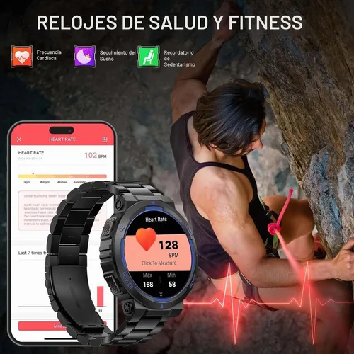 Vista 7 de Relojes inteligentes militares para hombre (respuesta/hacer llamadas) con linterna LED 3ATM resistente al agua reloj inteligente con más de 100
