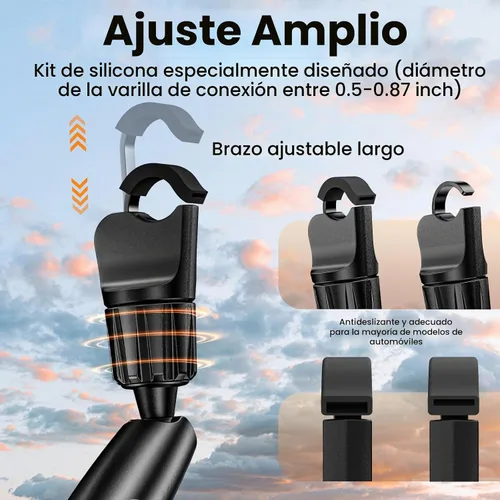 Vista 2 de Soporte para teléfono con espejo retrovisor, giratorio de 360°, compatible con todos los teléfonos celulares iPhone y Android de 4 a 7 pulgadas