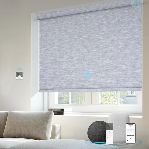 Vista 39 de Motorized Light Filtering Shades Compatible with Alexa Google Smart Blinds Automatic Window Shade Remote Control 70% Blackout Sunny Black