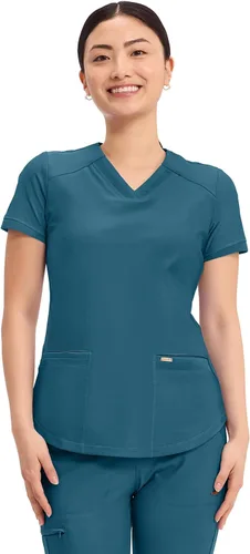 Vista 12 de Cherokee Form Blusas de Uniforme Médico para Mujeres, Blusa de Uniforme Médico de Punto Elástica con Cuello en V - CK840 Negro