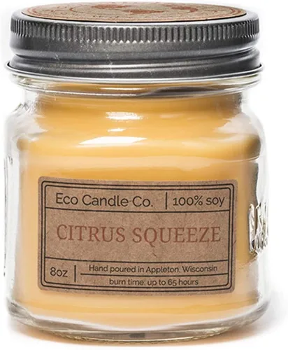 Vista 12 de ECO CANDLE CO. Vela reciclada, té negro y miel, 6 oz. - Aromas de té picante, nuez moscada, miel y naranja - 100% cera de soja, sin plomo, etiqueta