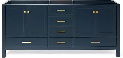 Vista 12 de ARIEL Cambridge Mueble base de tocador de baño de 36 pulgadas, madera maciza, 2 puertas de cierre suave, 5 cajones de cola de milano, roble marrón