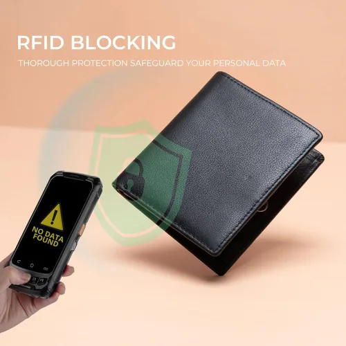 Vista 5 de Bveyzi Cartera ultra delgada RFID para mujer, cartera de cuero pequeña y delgada con bolsillo doble para damas