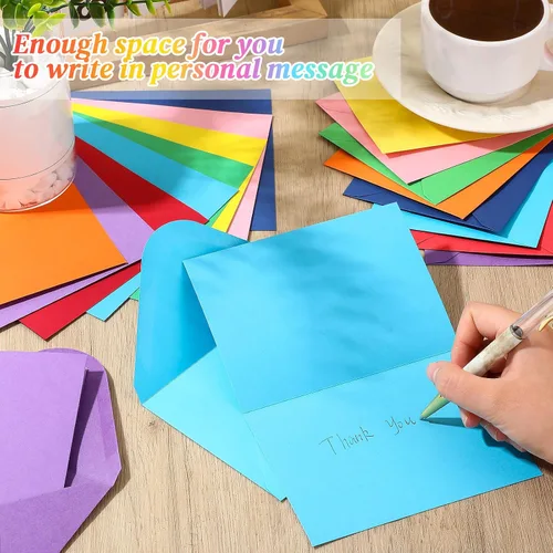 Vista 3 de Yeaqee Paquete de 200 tarjetas en blanco con sobres y calcomanías, tarjetas de notas de agradecimiento, sobres autoadhesivos, tarjetas