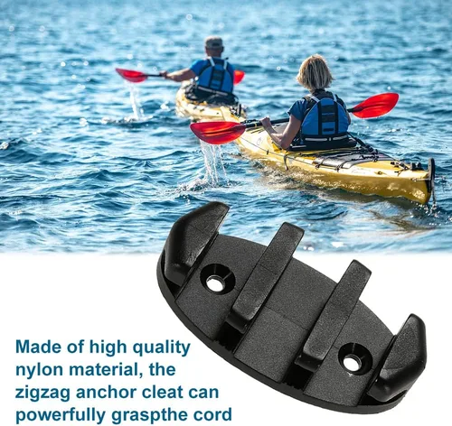 Vista 3 de Yetaha 2 tacos de anclaje en zigzag, tacos de nailon negro para canoas, pesca, barco, kayak, accesorios
