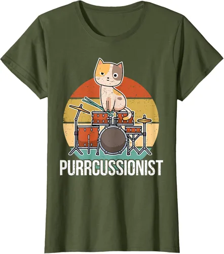 Vista 80 de Funny Percussion Drummer Drumming Drums Saying I Kitten Cat Camiseta, Negro, S