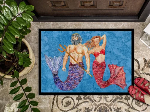 Vista 3 de Caroline's Treasures 8801MAT - Felpudo de sirena y merman de 18 x 27 pulgadas, para interiores y exteriores, para entrada, antideslizante, lavable