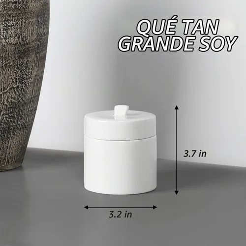 Vista 2 de LEETOYI Organizador de hisopos de algodón de cerámica con tapa, recipientes de almacenamiento para hisopos, bolas de algodón, esponjas