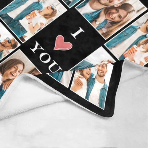 Vista 4 de HUGLAZY Mantas personalizadas con fotos, regalos personalizados para el día de San Valentín, cumpleaños, día de la madre