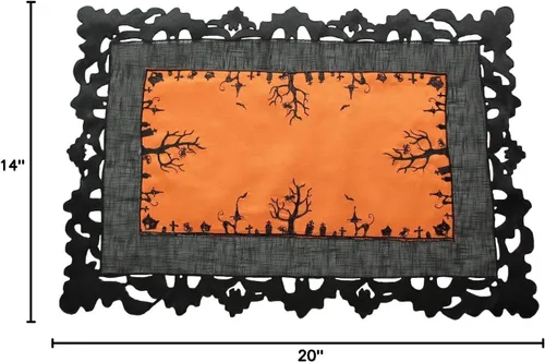 Vista 5 de Hallows Eve - Mantel individual bordado de Halloween de 14 x 20 pulgadas